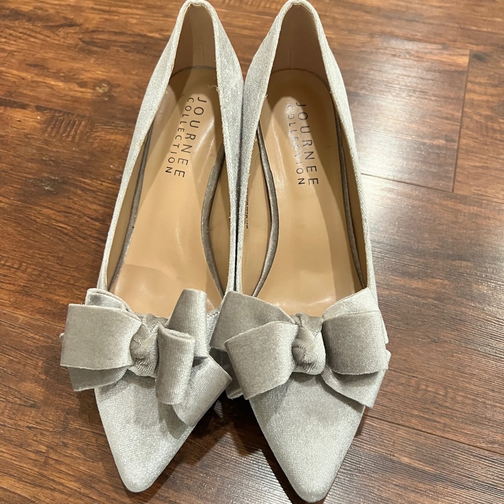 Silver Velvet Heels